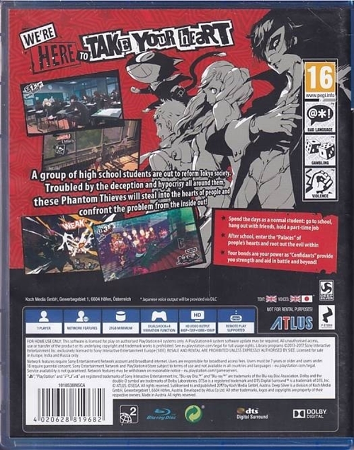 P5 - Persona 5 - PS4 (B Grade) (Genbrug)